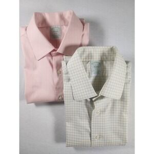 Brooks Brothers Non Iron Stretch Slim Fit Mens 15.5-35 Lot Of 2 Suprima Cotton